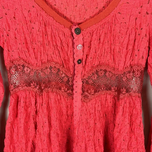 Free People Long Sleeve Lace Boho Top - Picture 5 of 9